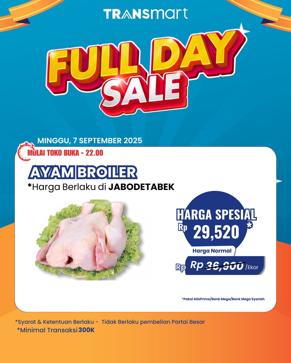 Serbu Ayam Broiler Murah Meriah di Transmart Besok